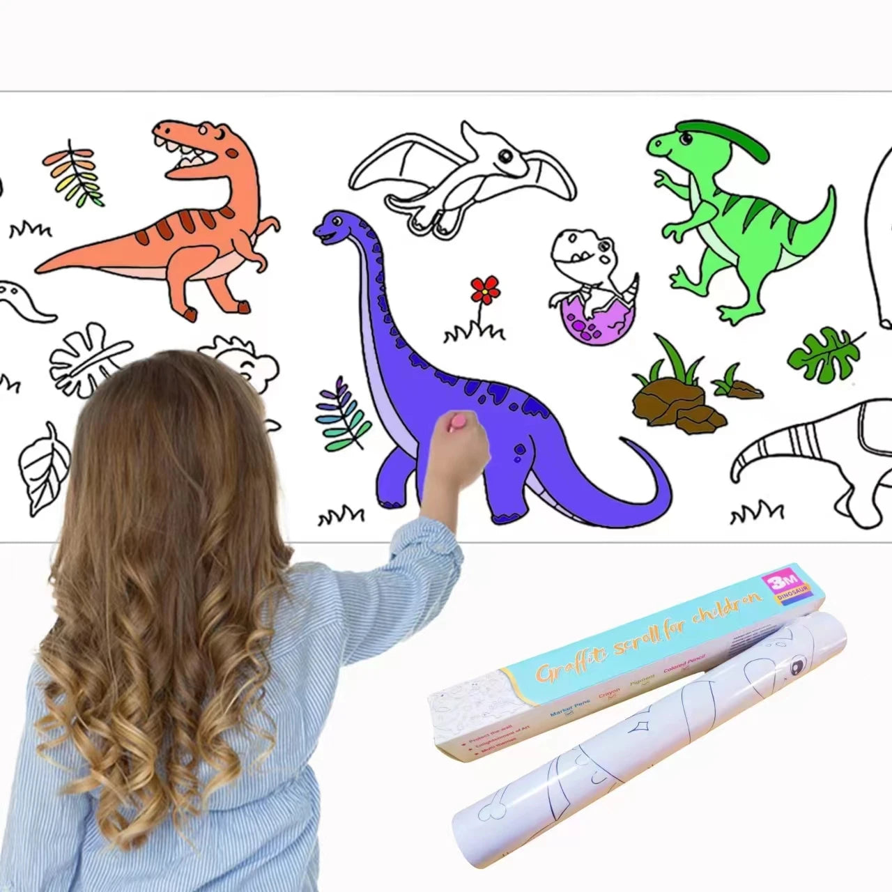 Custom Logo DIY Painting Coloring Roll Children's Drawing Paper Color Filling Flexographic Printing Customized Color Funny