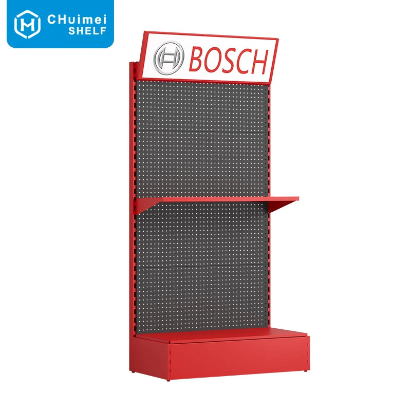 Heavy-Duty Multi-Functional Metal Electric Tool Rack Pegboard Display Stand with Accessory Storage Wall Rack for Store Use