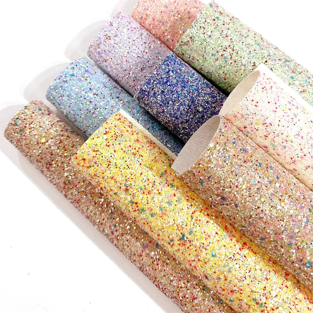 Artificial Chunky Glitter Faux PU Synthetic Leather Fabric Sheets for Decoration/crafts Materials/shoes/bag