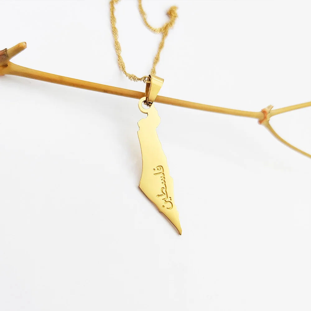 Arab Sword Palestine Necklace Sword Gold Necklace in Arabic Collar De Oro De 18K Collares Para Hombre Ali Jewelry 2024