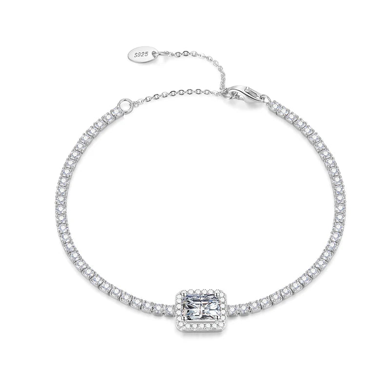 RINNTIN SB87 S925 Silver Jewelry square Zircon Adjustable Bracelets