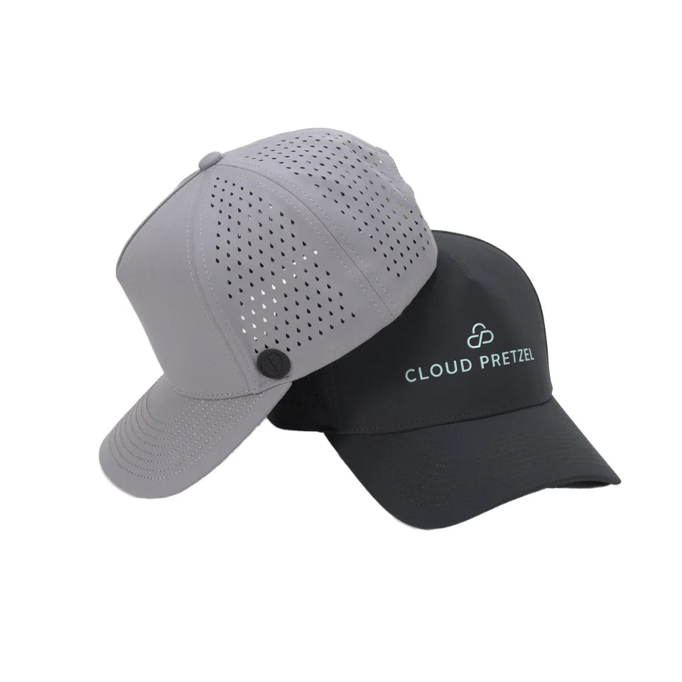 Custom 5-panel rubber patch logo sports baseball caps  laser perforated quick dry waterproof breathable suitable for outdoor