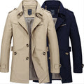 Factory Direct Men's Casual Fashion Long Sleeve Knitted Cotton Windproof Breathable Printed Autumn Jacket Men's Trench Coat