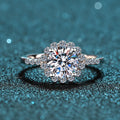 Silver 925 Original Sparkling 1 Carat Brilliant Cut Diamond Test Past D Color Moissanite White Snowflake Wedding Ring for Women