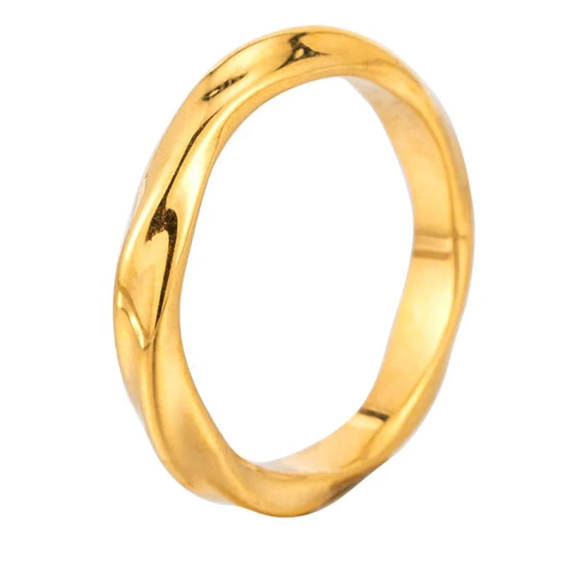 Trend Vine Geometric Decoration Lover Stainless Steel Irregular Line 18K Gold Plated Wedding Rings