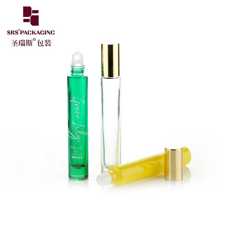 10ml Thickness Wall Glass Heavy Perfume Roller Bottles With Shiny Metal Cap