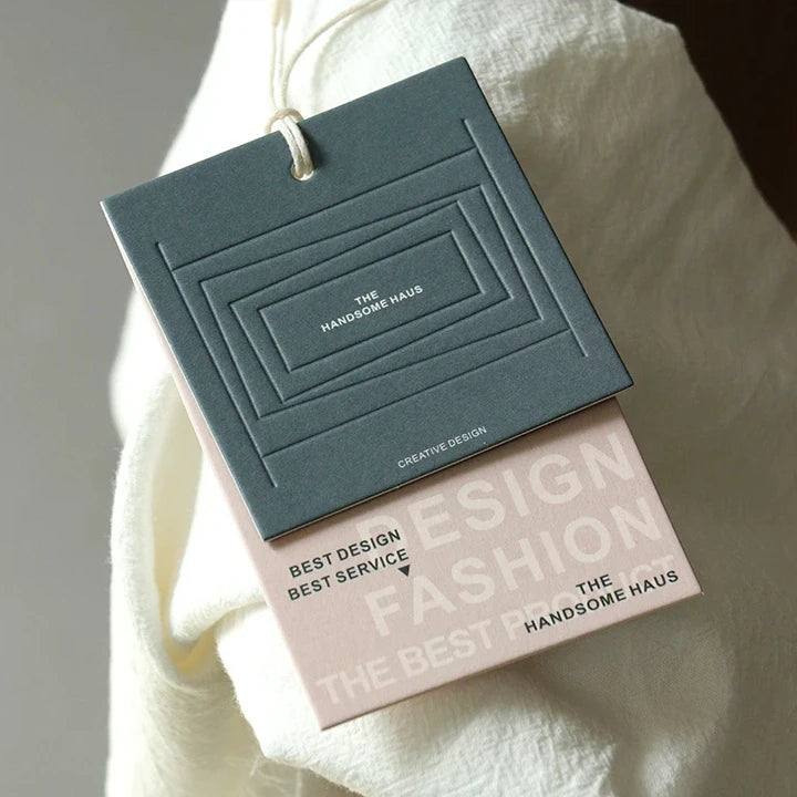 Luxury Recycled Garment Labels Custom hang Tags Clothing TagEmbossed Swing Ticket Tag With String