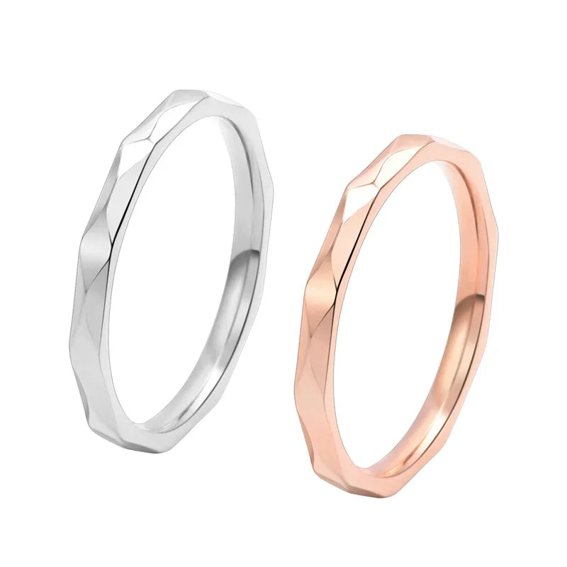 Wholesale Waterproof Chic Eternity Stainless Steel Rhombus Faceted Finish 2mm Finish Finger Ring Women Jewelry China Supplier