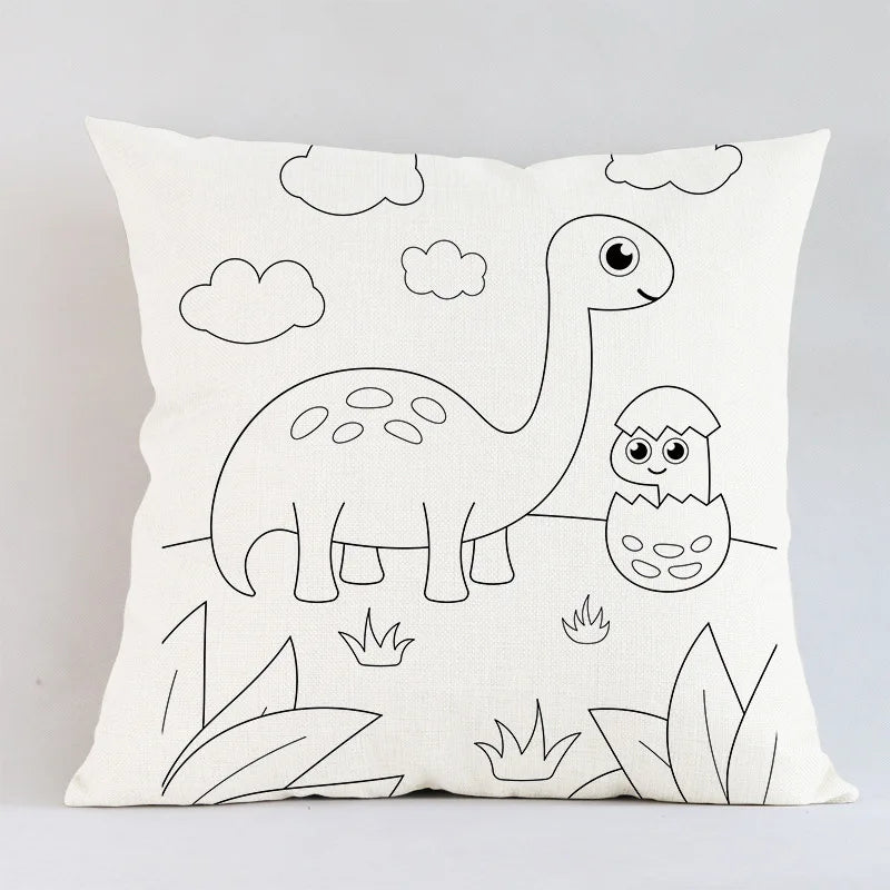 Wholesale Custom Children Cartoon Printed Pillow Cover DIY Painting Throw Pillow Cover Waterproof Graffiti Cushion Cover