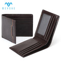 Factory Price Custom Brown Top Grain Genuine Leather Luxury Cool Slim ID Card Wallet for Men
