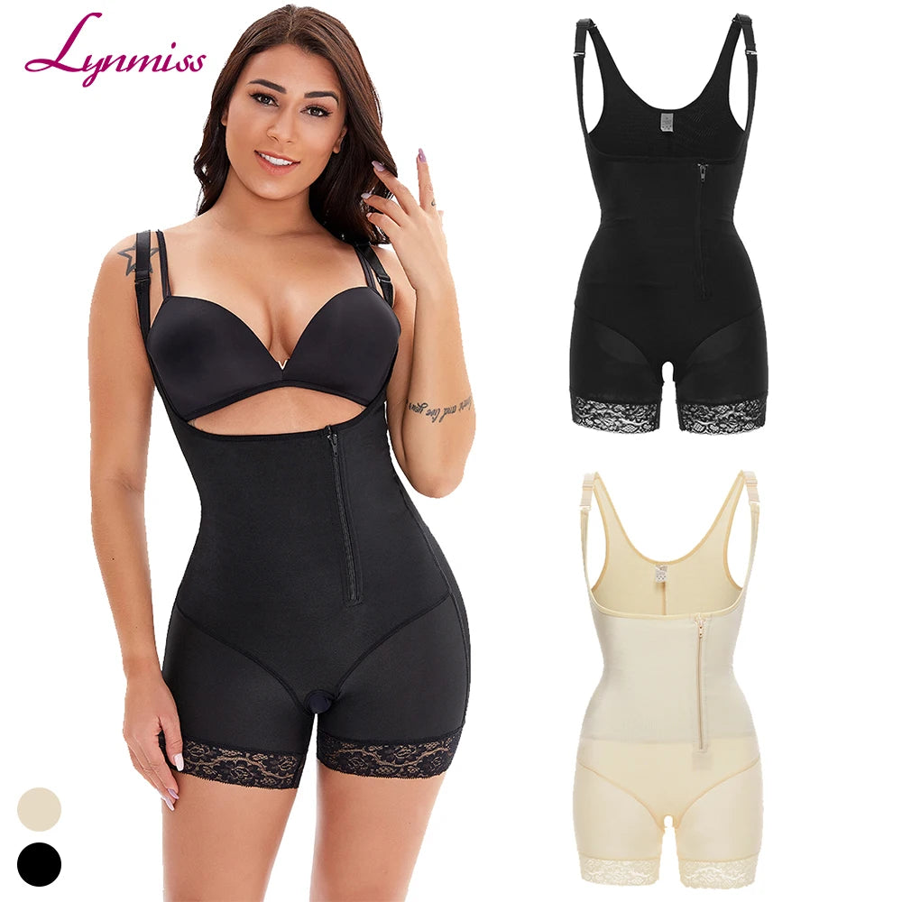 Women Casual Thin Medium Control Short Colombian Side Zipper Open Crotch Crotchless Breathable Seamless Postpartum Girdle Shaper