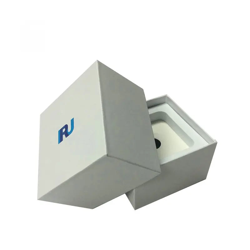Customizable Minimalist Gift Box Rigid Leather Watch Phone Cardboard Packaging with Embossed Logo Foldable Lid and Sponge Lining