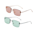 98152 Vintage Rectangle Square Shades Gafas De Sol Brand Designer Rimless Metal Retro Sunglasses 2024