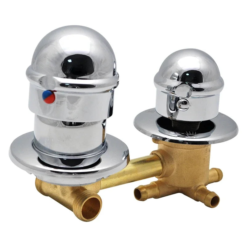 GOGO Conjoined Intubation Thread Faucet Bathroom Cold Hot Water Mixing Valve Overall Shower Room Copper Switch Valve Accessories
