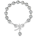 2024 New Exquisite Bow Brass Electroplated Platinum Bead Gray Pearl Bracelet for Women Jewelry Customized