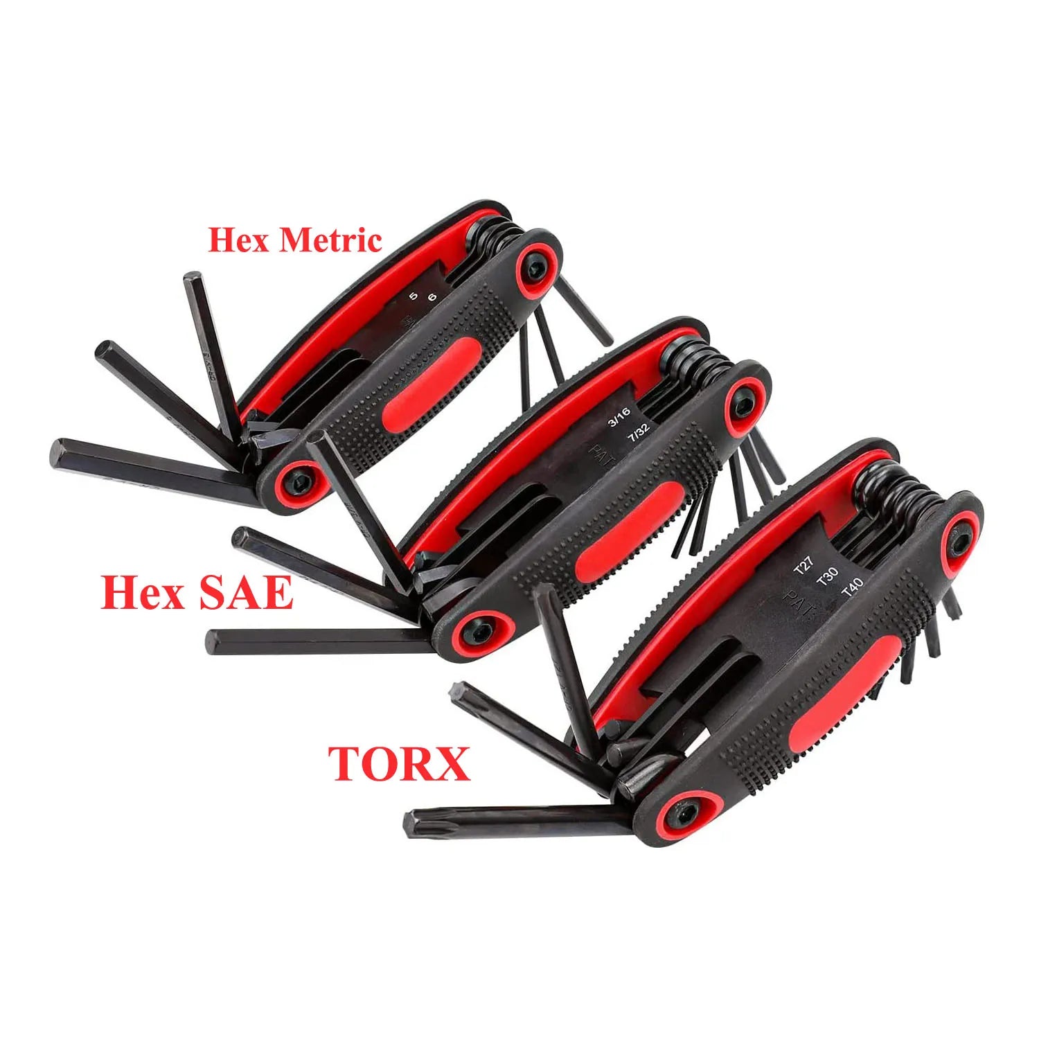 YUHANG 3-Pack Carbon Steel Folding Hex Key Set Metric/SAE/TORX DIY Allen Wrench OEM Customization Support Black Oxide Finish