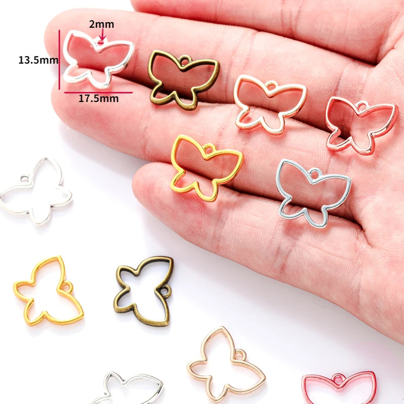 100pcs/bag 6 Colors butterfly Charms for Bracelets Necklace Pendant DIY Handmade Jewelry Making Accessories 17.5*13.5mm D2136