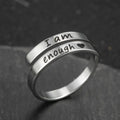 Wholesale Price Sterling Silver Rhodium Plated Vintage Adjustable Engraved Letter Rings for Wedding and Party