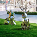 Outdoor Creative Metal Rabbit Animal Statue Modern Garden Stainless Steel Mirror Rabbit Sculpture Decoration
