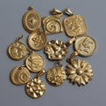 RisingMoon Vintage 18K Gold Filled Stainless Steel Charms Sunflower Hexagram Pendant for Jewelry Making Necklace Pendant Diy