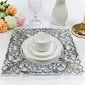 Table Decorative 12 Inches Square Plastic Charger Plates  Shiny Luxury Wedding Dishes