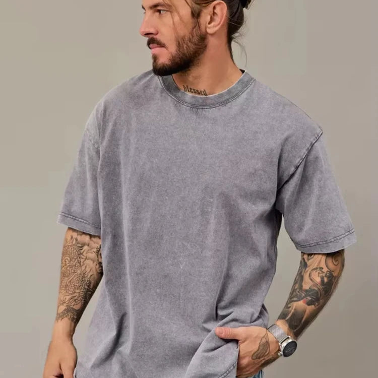 Wholesale Oem 100% Cotton Mens Oversized Tshirt Dtg Print Tee Logo T-shirt Heavyweight Stone Acid Washed Vintage Custom T Shirt