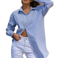 2025 Trendy Women's Oversize Poplin Cotton Shirt Factory Custom Button-Up with Turn Collar Long Sleeved Casual for Spring