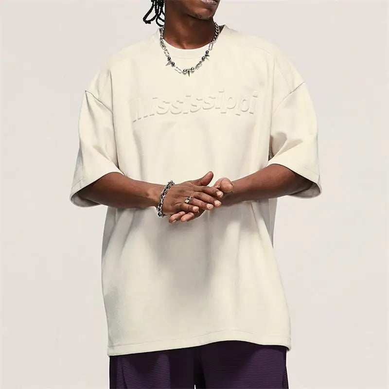 Street Wear High Street Unisex Oversized Graphic T-shirt Knitted Polyester/Cotton 350Gsm