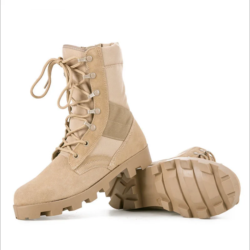 WANZHUO Men's Tactical Leather Hunting Boots-Lightweight Waterproof & Durable for Outdoor Hiking & Desert Training