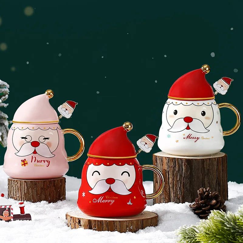 400ml Creative Luxury Personality Gift Box Christmas Lovely Beeg Cartoon Handpainted Gold Handle Creamic Coffee Mug