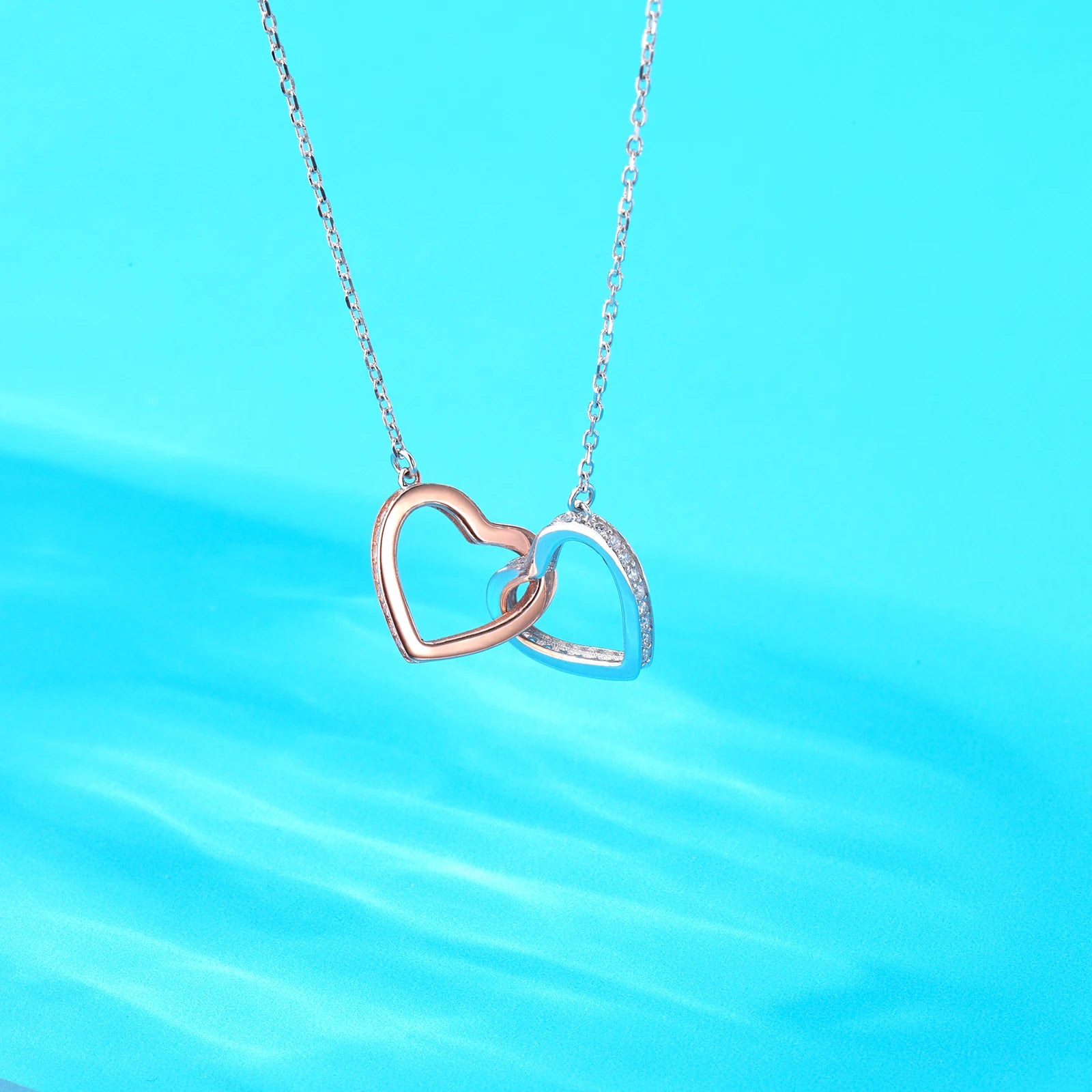 Factory Direct Sales 925 Sterling Silver Double Love Heart Valentine's Day Pendant Necklace for Women