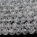 Wholesale Natural Mineral Cracked White Crystal Quartz Round Semi-precious Gemstone Stone Loose Beads for Jewelry Making