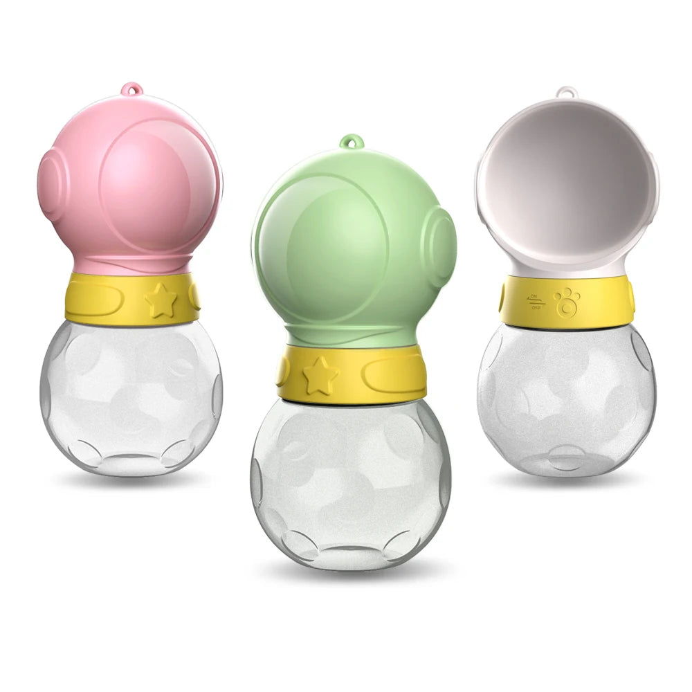 White Green pink Professional Design Portable Astronaut Shape Travel Custom logo Dog Water Bottle