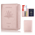 Wholesale Green Embossed logo pink Custom Australia Pu Leather Card case Passport Cover