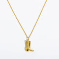 Waterproof 18K Gold Plated Stainless Steel Jewelry Custom Fine Jewelry Cowgirl Cowboy Boot Charm Pendant Necklace