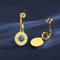 Stainless Steel Gold Plate Turquoise Stone Pendant Dangle Drop Earring Women Earrings Jewelry