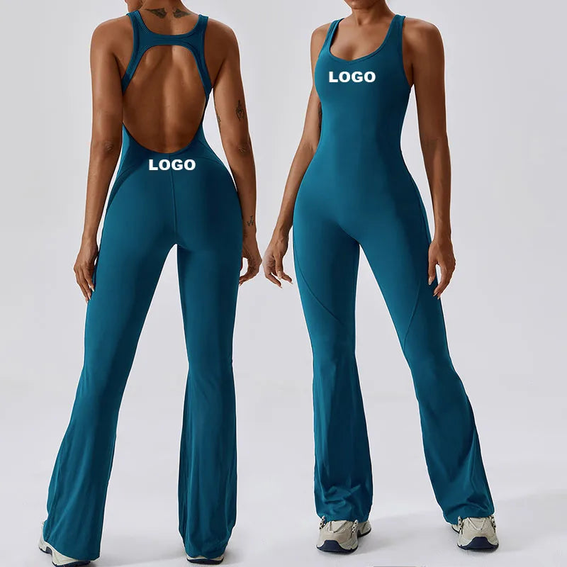 2023 New Arrival Wholesale Fitness Sports Gym Workout Backless Workout One Piece Yoga Jumpsuit for Women