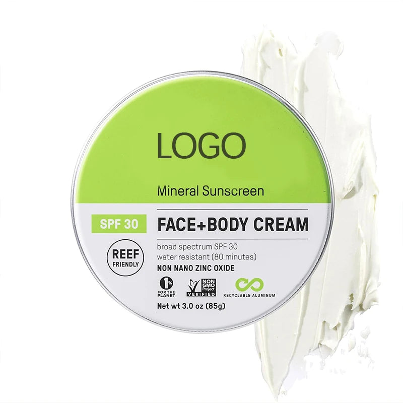 Private Label Natural Face and Body Mineral Sunscreen SPF 30 Organic Sunblock Daily Protection Ultraviolet-proof Sunscreen