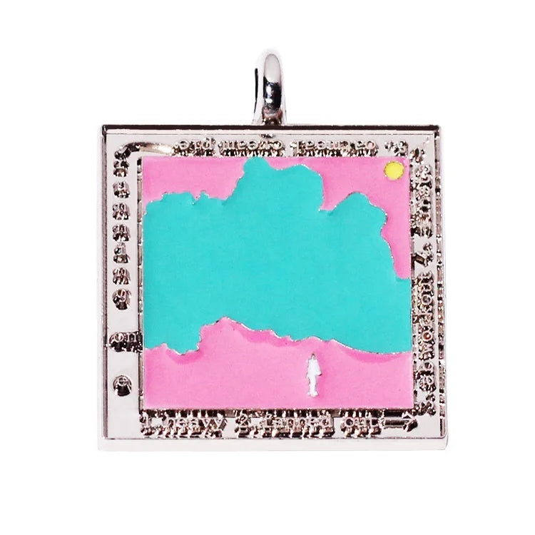 Custom Designer Square Logo Jewelry Tags Classic Zinc Alloy Enamel Letter Metal Bracelet Charms Wholesale