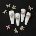 3D Gold Silver Shiny Diamond Nail Crystal Manicure Accessory Alloy Maple Leaves/crosses/bows Nail Art Rhinestone