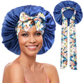 Custom Large Tie Edge Band Adjustable Large Satin Bonnets With Tie Band Braid Bonnet Hair Bonnet for Sleeping Curly Hair