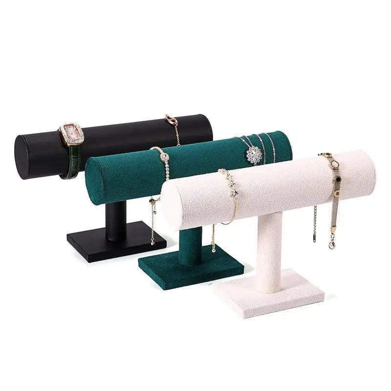 Customized in Stock Linen Bracelet Necklace Ring Holder Jewelry Stand Black Velvet Jewelry Props Counter Display Set