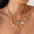 2Pcs/Set Vintage Cowboy Hat Cactus Love Heart Pendant Choker Necklace for Women Boho Clavicle Chain Necklace Jewelry Gift