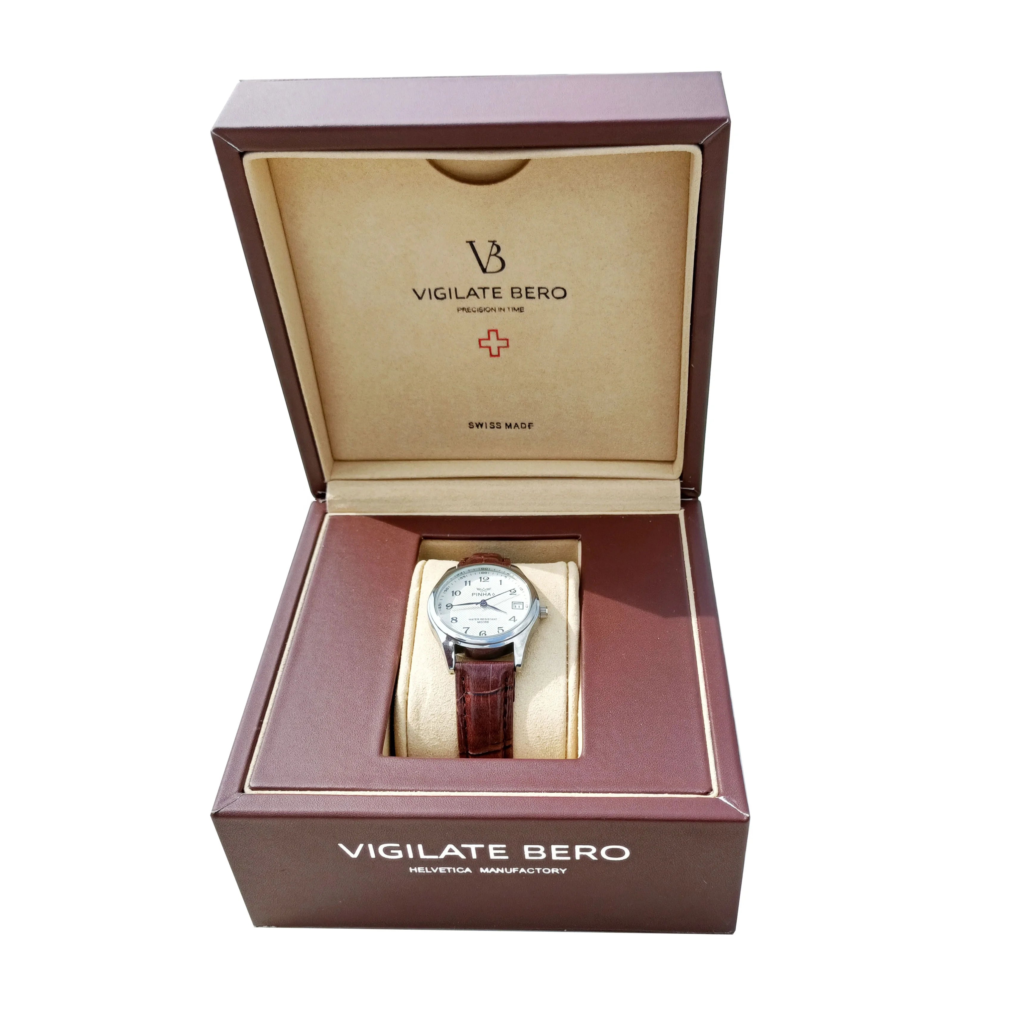 Custom Luxury Watch Box Single Watch Gift Box Wooden Watch Case PU Leather Watch Case for Man Microfiber Inner
