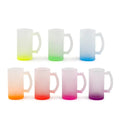 16oz Colorful Sublimation Glass Frosted Beer Mug with Handle