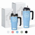 Customize Modern Eco-Friendly 20oz 30oz Colored Tumblers Stainless Steel Vacuum Insulated with Handle and Straw Camping