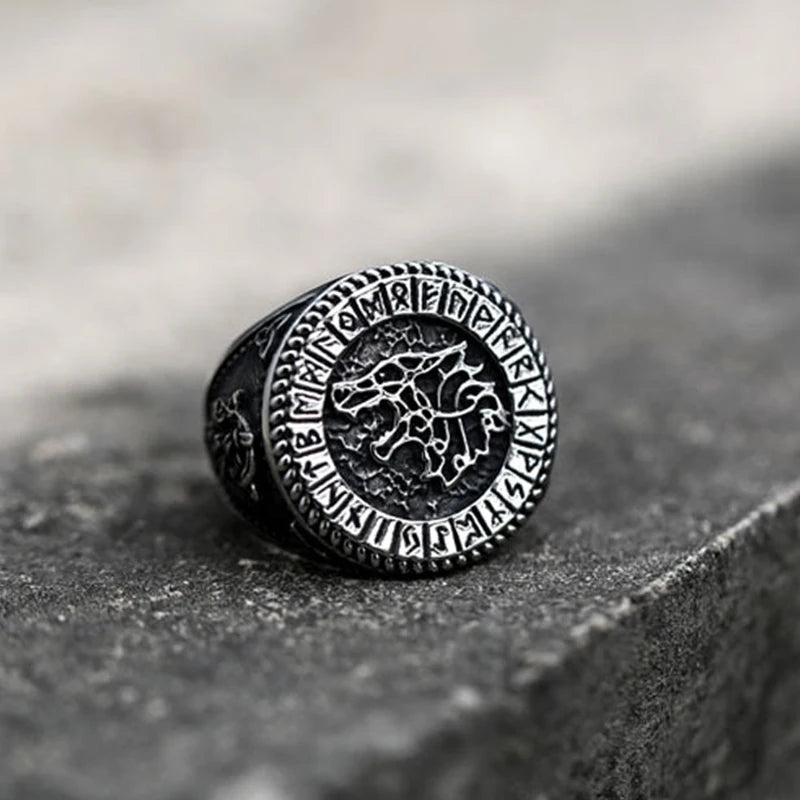 Custom Viking Design 316 Stainless Steel Mens Jewelry Animal Wolf Animal Signet Rings