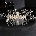 2025 B.PHNE Gold Color Wedding Flower Hair Vine Pearl Bride Bridal Headbands Crystal Hair Accessories for Women