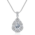 Fine Jewelry Water Drop Pendant 925 Sterling Silver Pear Shape Diamond Necklace for Women