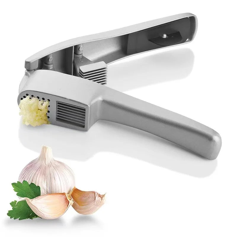 2-in-1 Aluminum Alloy Garlic Press and Slicer Metal Ginger Chopper Crusher Boxed Home Kitchen Use Fruit & Vegetable Tools